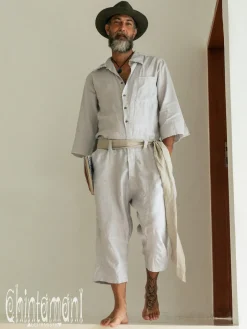 Linen Men's Overalls / Gray