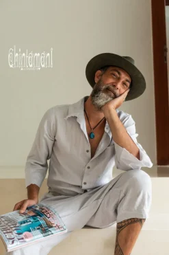 Linen Men's Overalls / Gray