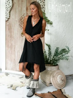 Linen Rayon Dress / Black