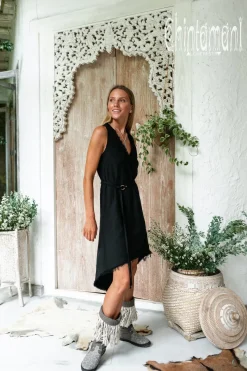 Linen Rayon Dress / Black