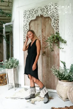 Linen Rayon Dress / Black