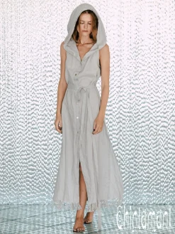 Linen Shirt Dress / Grey