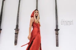 Linen Shirt Dress / Red Ochre