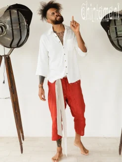 Linen Short Pants / Red Ochre