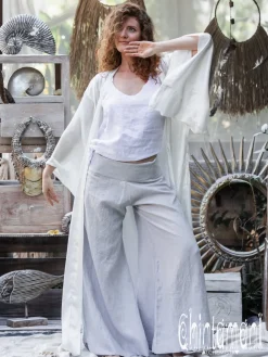 Linen Split Pants / Grey