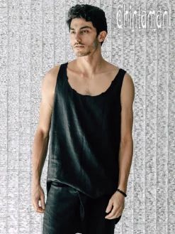 Linen Tank Top / Black