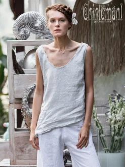 Linen Tank Top / Light Grey