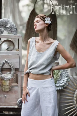 Linen Tank Top / Light Grey