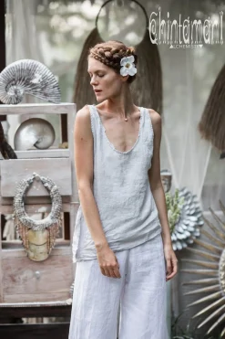 Linen Tank Top / Light Grey
