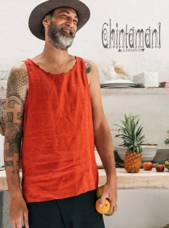 Linen Tank Top / Red Ochre