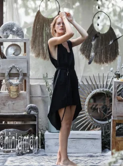 Linen Tunic Dress / Black