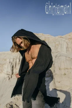 Long Hooded Shirt / Black