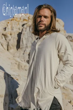 Long Hooded Shirt / Light Gray