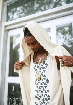 Long Hooded Shirt / Light Gray