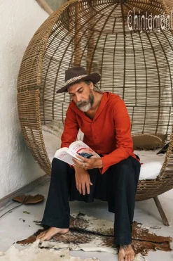 Long Hooded Shirt / Red Ochre