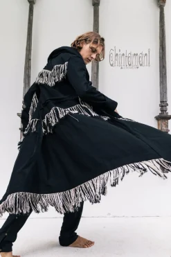 Long Linen & Silk Coat / Black