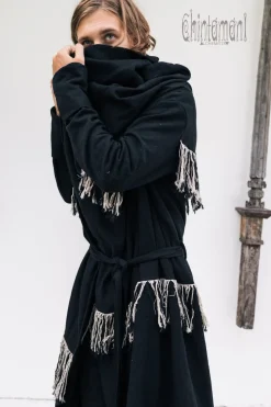 Long Linen & Silk Coat / Black