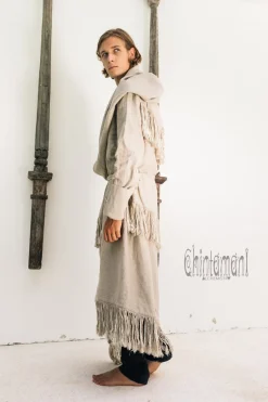 Long Linen & Silk Coat / Gray