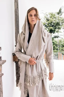 Long Linen & Silk Coat / Gray
