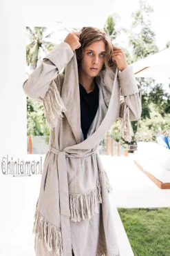 Long Linen & Silk Coat / Gray