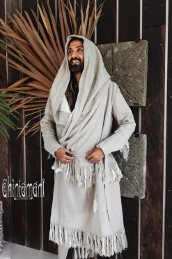 Long Linen & Silk Coat / Gray