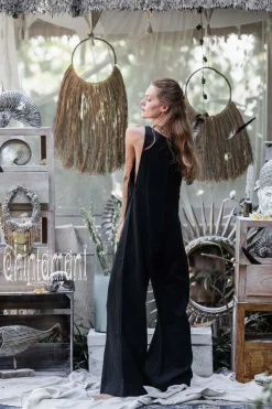 Long Linen Jumpsuit / Black