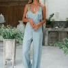 Long Linen Jumpsuit / Blue