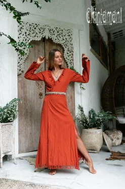 Maxi Kimono Dress / Red Ochre