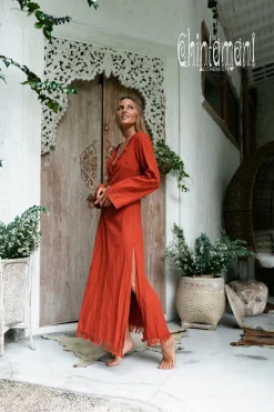 Maxi Kimono Dress / Red Ochre