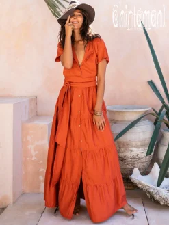 Maxi Shirt Dress / Red Ochre