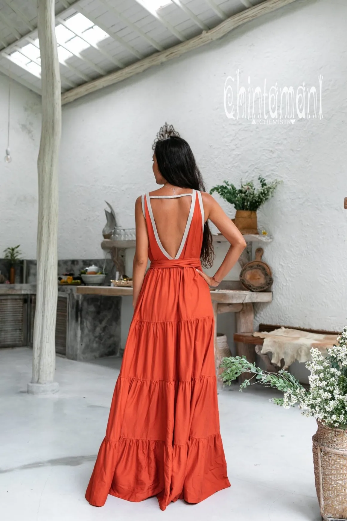 Maxi Tiered Dress / Red Ochre