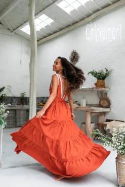Maxi Tiered Dress / Red Ochre