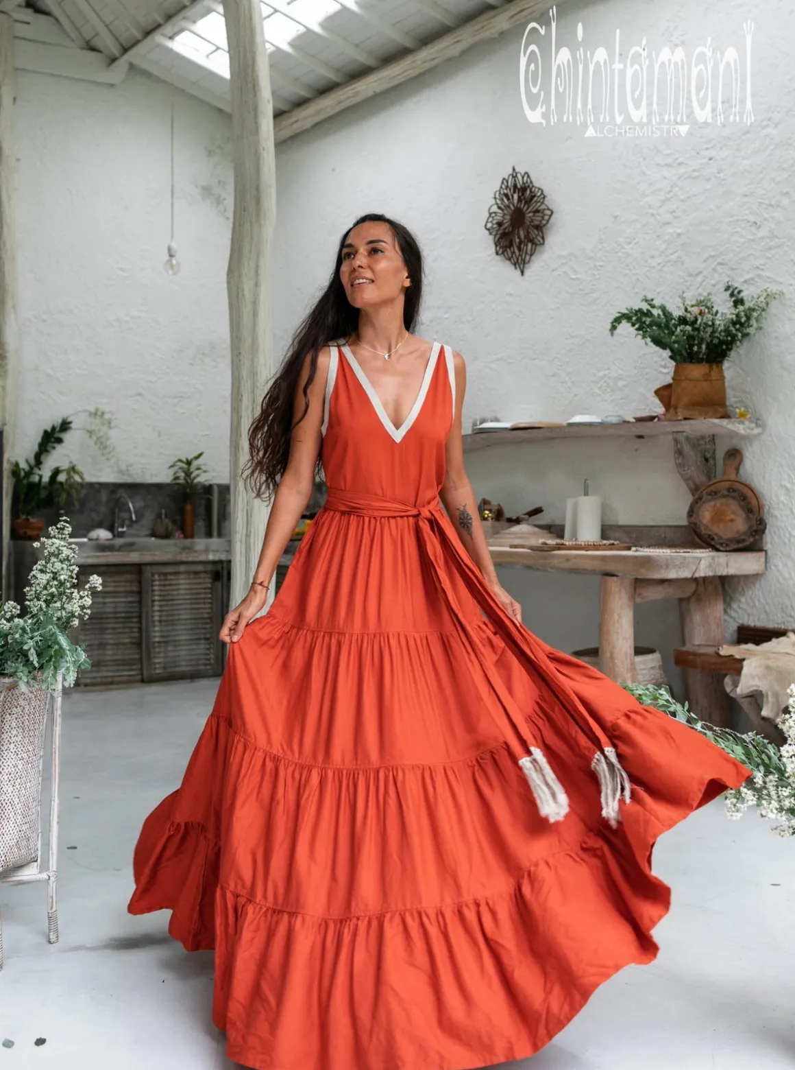 Maxi Tiered Dress / Red Ochre