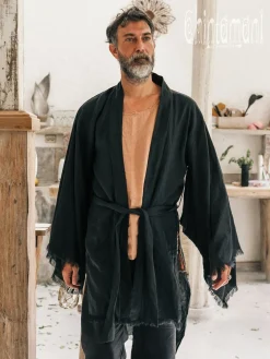 Men's Linen Kimono / Black