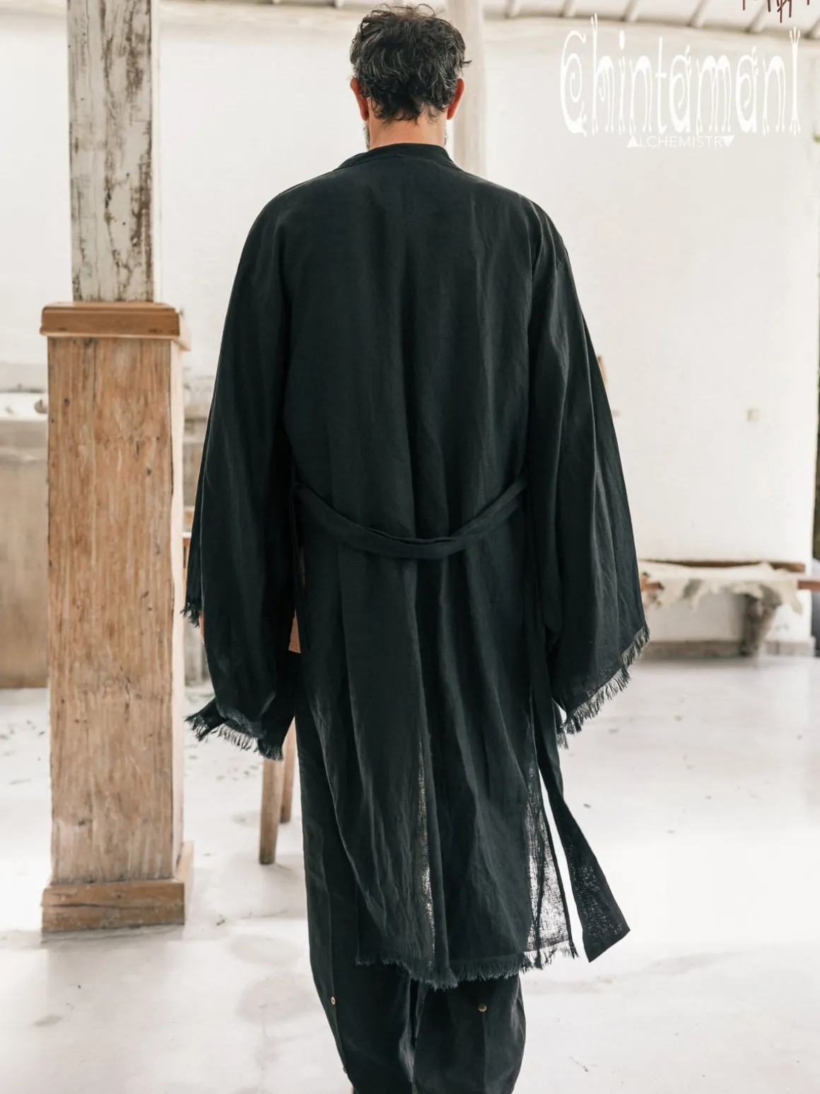 Men's Linen Kimono / Black