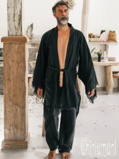 Men's Linen Kimono / Black