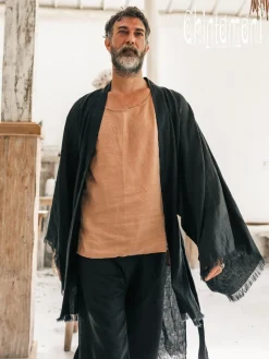 Men's Linen Kimono / Black