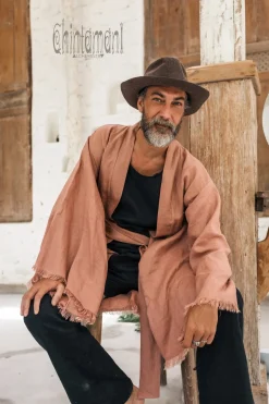Men's Linen Kimono / Dusty Pink
