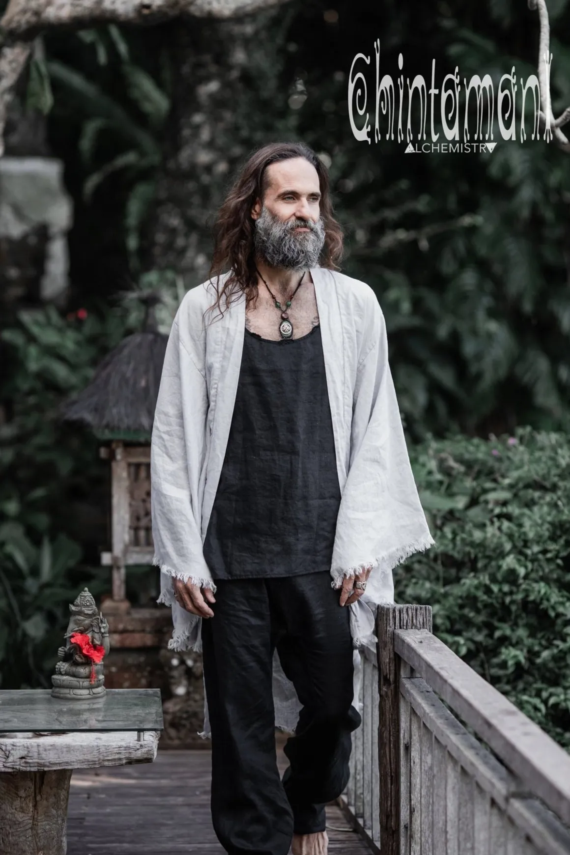 Men's Linen Kimono / Grey