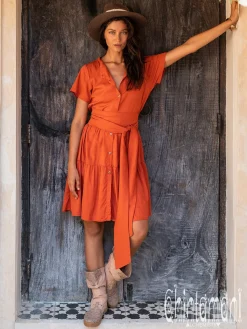 Mini Shirt Dress / Red Ochre
