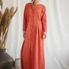 Organic Maxi Dress / Coral Rose