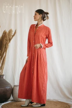 Organic Maxi Dress / Coral Rose