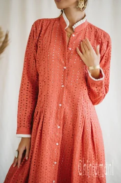 Organic Midi Dress / Coral Rose