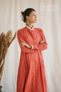 Organic Midi Dress / Coral Rose