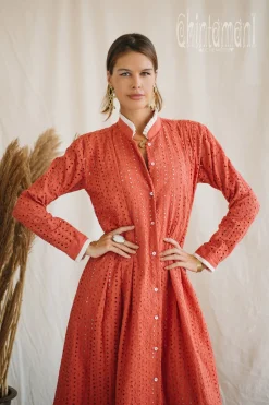 Organic Midi Dress / Coral Rose