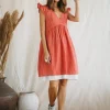 Organic Mini Dress / Coral Rose