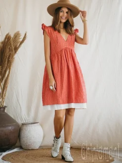 Organic Mini Dress / Coral Rose