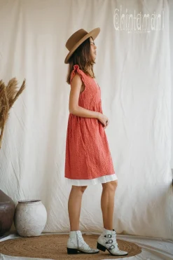 Organic Mini Dress / Coral Rose