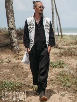 Organic Vest Jacket / Black & White