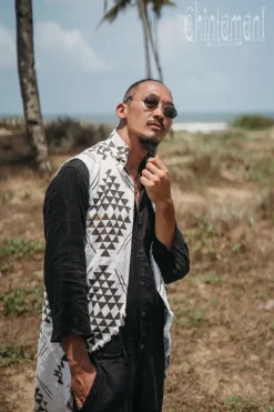 Organic Vest Jacket / Black & White